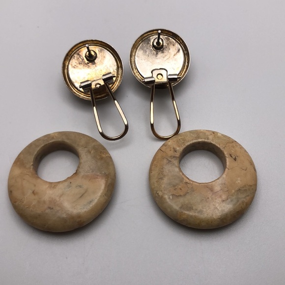 Vintage hinged stone door knocker earrings - Picture 4 of 5